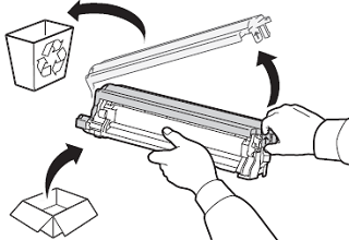 Remove new cartridge from packaging