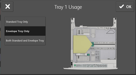 AltaLink Tray 1 Usage menu