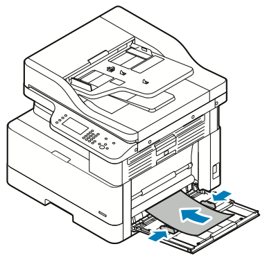 Load the paper and adjust the paper width guides until they touch the edges of the paper.