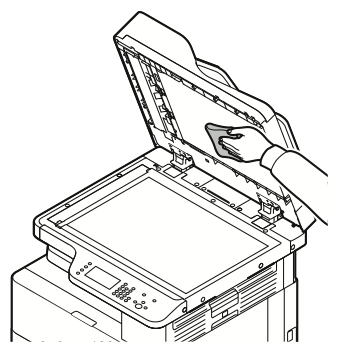 Wipe the white underside of the document cover until it is clean and dry.