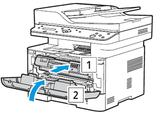 Re-install the drum cartridge, then re-install the toner cartridge