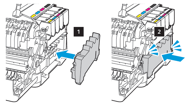 Insert waste toner bottle