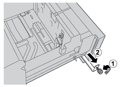 Loosen the screw on the left side of the tray, then remove the bracket