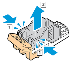 Pinch staple pack and remove from the cartridge