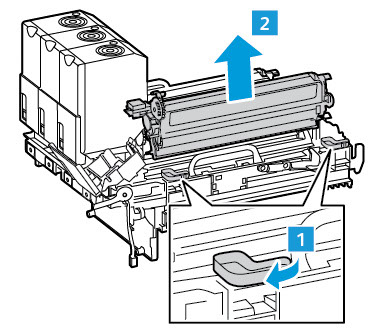 Unlock and remove imaging unit