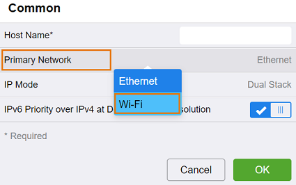 Select Primary Network, then select Wi-Fi