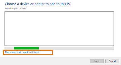 Click on The printer that I want isn't listed