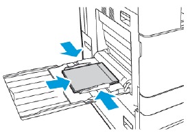 For envelopes with a self-seal flap on a short edge, load envelopes face down with the flaps closed, and flaps toward the right.