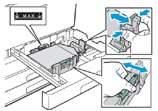 For envelopes with a non-adhesive flap on a short edge, load the envelopes face up with the flaps open, and flaps toward the right