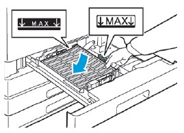 For long-edge feed, insert labels face up with the top edge toward the back