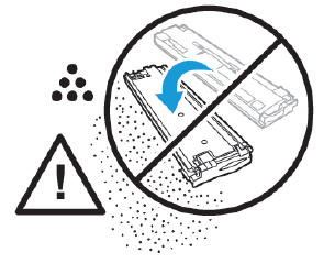 To avoid toner spills, do not lay the waste cartridge face down, or on its side.