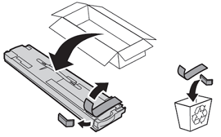 remove the new waste cartridge from its packaging