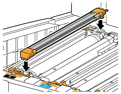 lower new corotron into printer